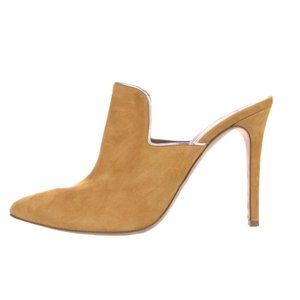 Veronica Beard Saffron and Gold mule Suede heel, Metallic Trim, Size 39.5/9.5